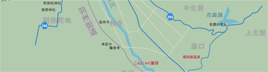 こんにゃく番所と楢下宿の地図・マップ